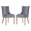 Modway Pose Tufted Performance Velvet Upholstered Two Dining Chairs with Nailhead Trim in Gray