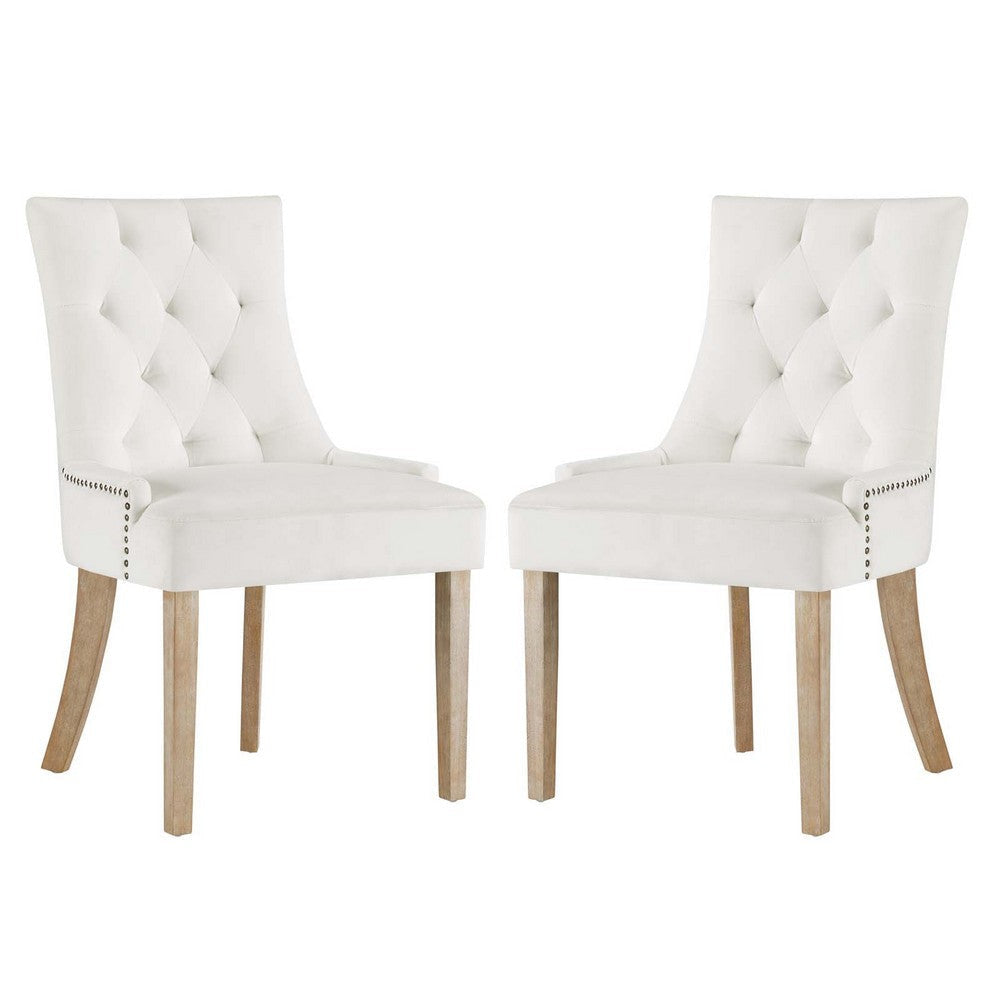 Modway Pose Velvet Set of 2, Two Dining Chairs, Ivory