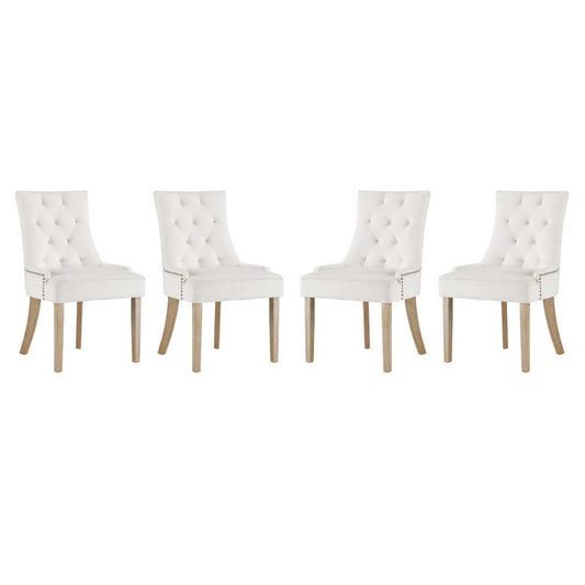 Modway Pose Velvet Set of 4, Four Dining Chair, Ivory