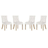 Modway Pose Velvet Set of 4, Four Dining Chair, Ivory