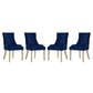 Modway Ponder Mid-Century Modern Four Dining Chair with Performance Velvet in Navy