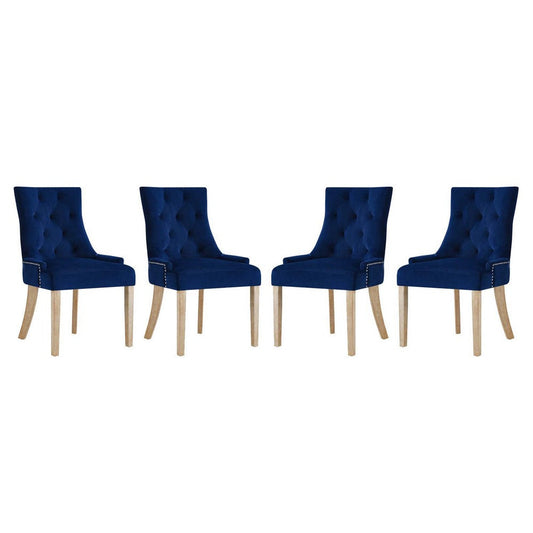 Modway Ponder Mid-Century Modern Four Dining Chair with Performance Velvet in Navy