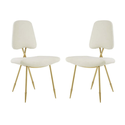 Modway Ponder Dining Side Set of 2, Two Lounge Chairs, Ivory