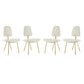 Modway Ponder Mid-Century Modern Performance Velvet, Four Lounge Chairs, Ivory