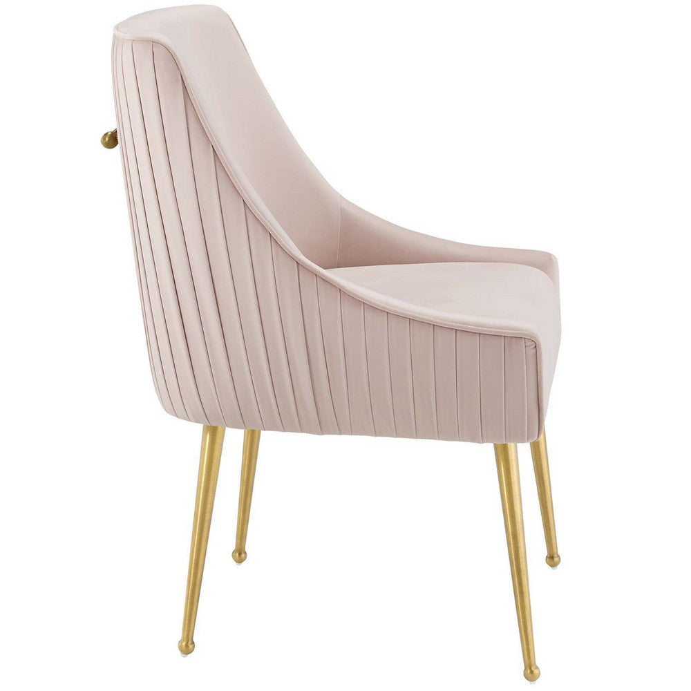 Modway Discern Pleated Back Upholstered Performance Velvet Dining Chair Pink MDY-EEI-3509-PNK