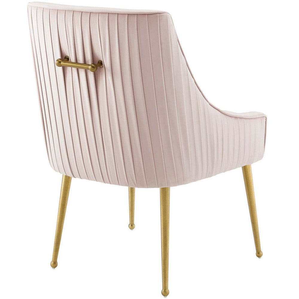 Modway Discern Pleated Back Upholstered Performance Velvet Dining Chair Pink MDY-EEI-3509-PNK