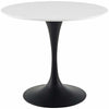 Modway Lippa 36" Round Wood Dining Table, White Top, Black Base