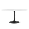 Modway Lippa 60" Round Wood Dining Table, White Top, Black Base