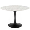 Modway Lippa 47" Round Artificial Marble Dining Table, Top, Black Base