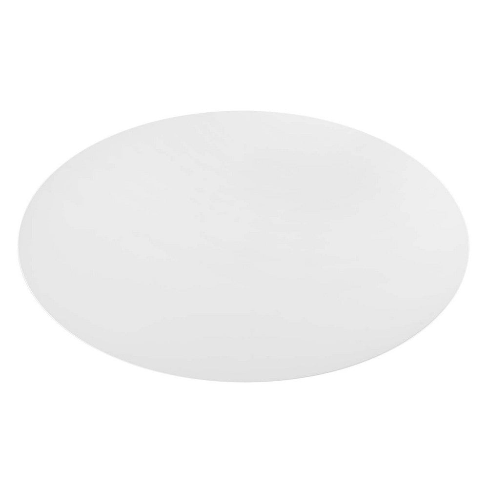 Modway Lippa 78’’ Oval-Shaped Mid-Century Modern Dining Table with White Wood Top and Black Base MDY-EEI-3540-BLK-WHI