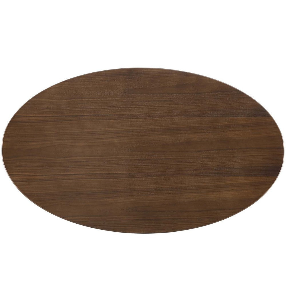 Modway Lippa 60’’ Oval-Shaped Mid-Century Modern Dining Table with Walnut Top and Black Base MDY-EEI-3543-BLK-WAL