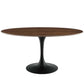 Modway Lippa 60" Oval-Shaped Mid-Century Modern Dining Table with Walnut Top and Black Base