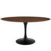 Modway Lippa 60" Oval-Shaped Mid-Century Modern Dining Table with Walnut Top and Black Base