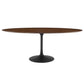 Modway Lippa 78" Oval-Shaped Mid-Century Modern Dining Table with Walnut Top and Black Base