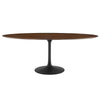 Modway Lippa 78" Oval-Shaped Mid-Century Modern Dining Table with Walnut Top and Black Base