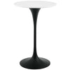 Modway Lippa 28" Round Wood Bar Table, White Top, Black Base