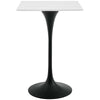 Modway Lippa 28" Square Wood Top Bar Table, White, Black Base