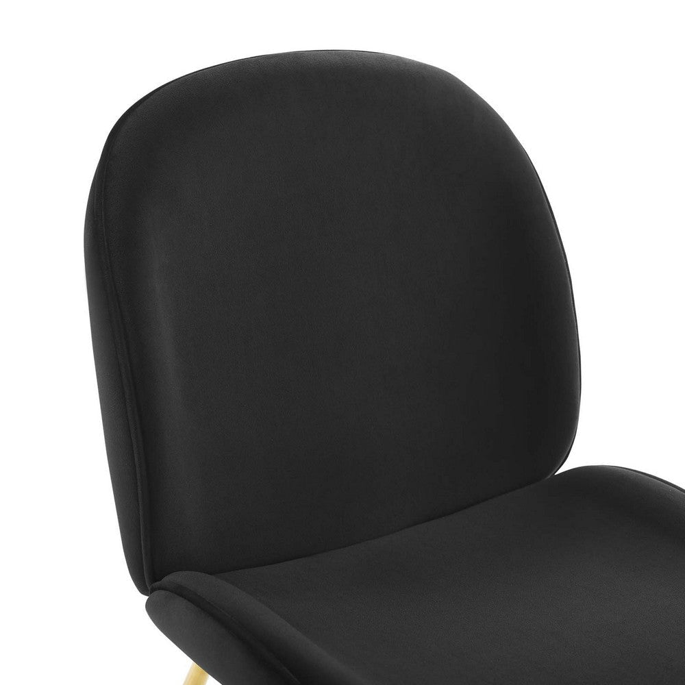 Scoop Gold Stainless Steel Leg Performance Velvet Dining Chair - No Shipping Charges MDY-EEI-3548-BLK