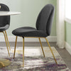 Scoop Gold Stainless Steel Leg Performance Velvet Dining Chair - No Shipping Charges MDY-EEI-3548-BLK