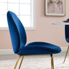 Modway Scoop Performance Velvet Dining Side Chair with Gold Stainless Steel Metal Base in Navy MDY-EEI-3548-NAV