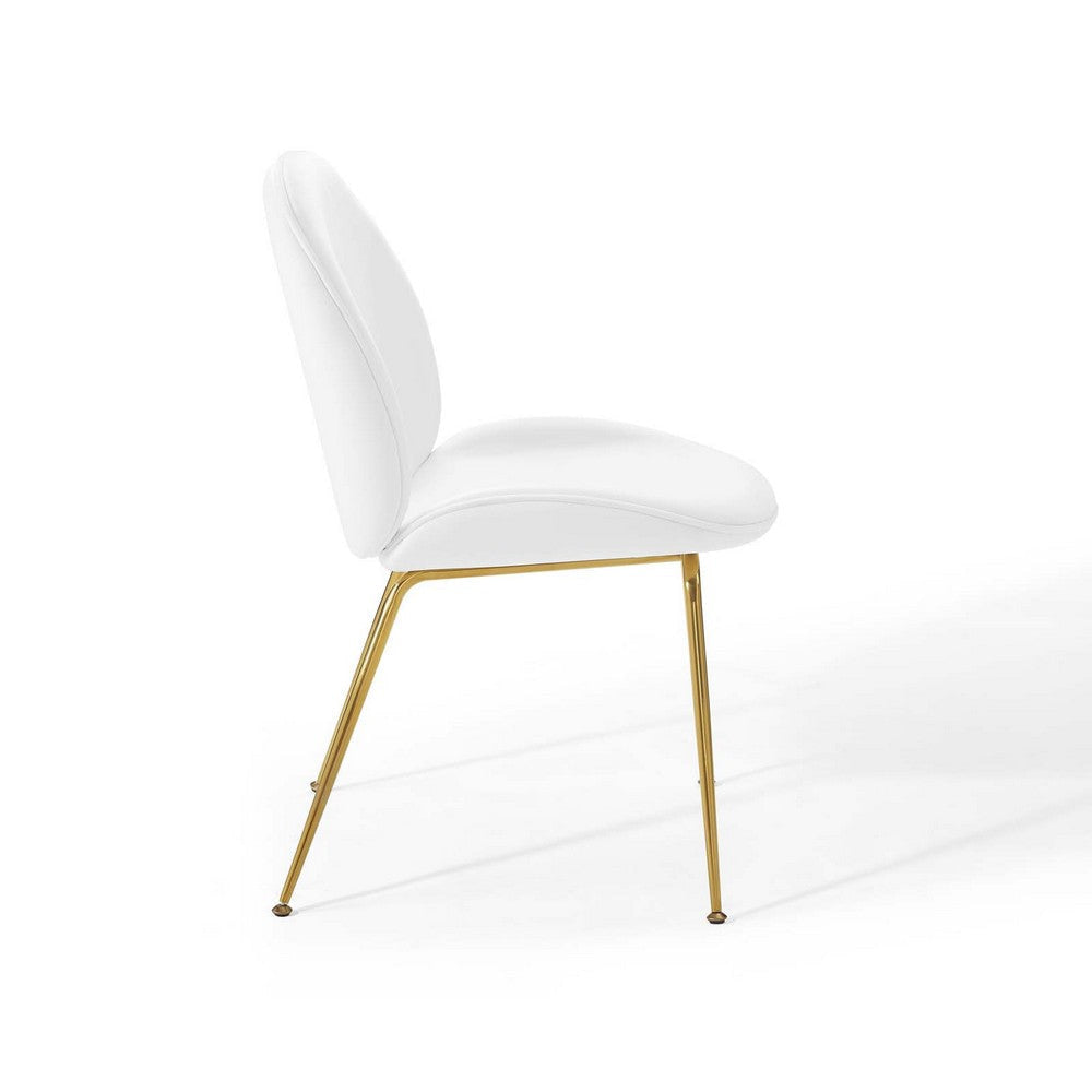 Modway Scoop Performance Velvet Side Gold Stainless Steel Metal Base in White Dining Chair MDY-EEI-3548-WHI