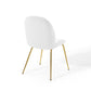 Modway Scoop Performance Velvet Side Gold Stainless Steel Metal Base in White Dining Chair MDY-EEI-3548-WHI