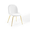 Modway Scoop Performance Velvet Side Gold Stainless Steel Metal Base in White, Dining Chair