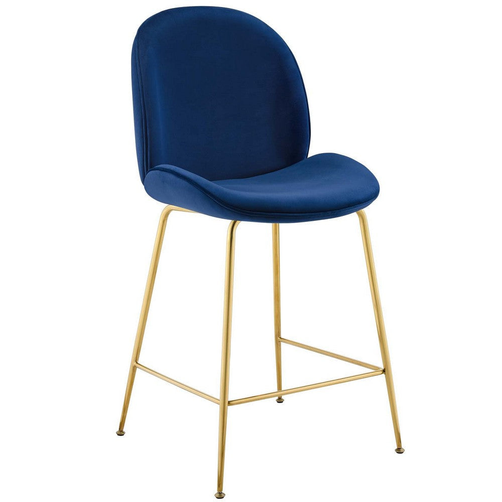 Modway Scoop Gold Stainless Steel Leg Performance Velvet Counter Stool |No Shipping Charges