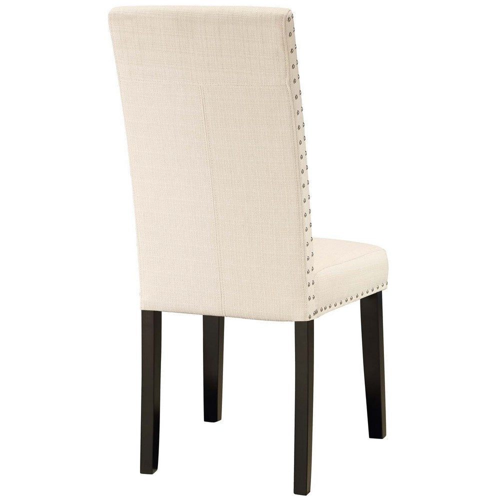 Modway Parcel Modern Upholstered Fabric Two Dining Chairs with Nailhead Trim in Beige MDY-EEI-3551-BEI