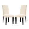 Modway Parcel Modern Upholstered Fabric Two Dining Chairs with Nailhead Trim in Beige