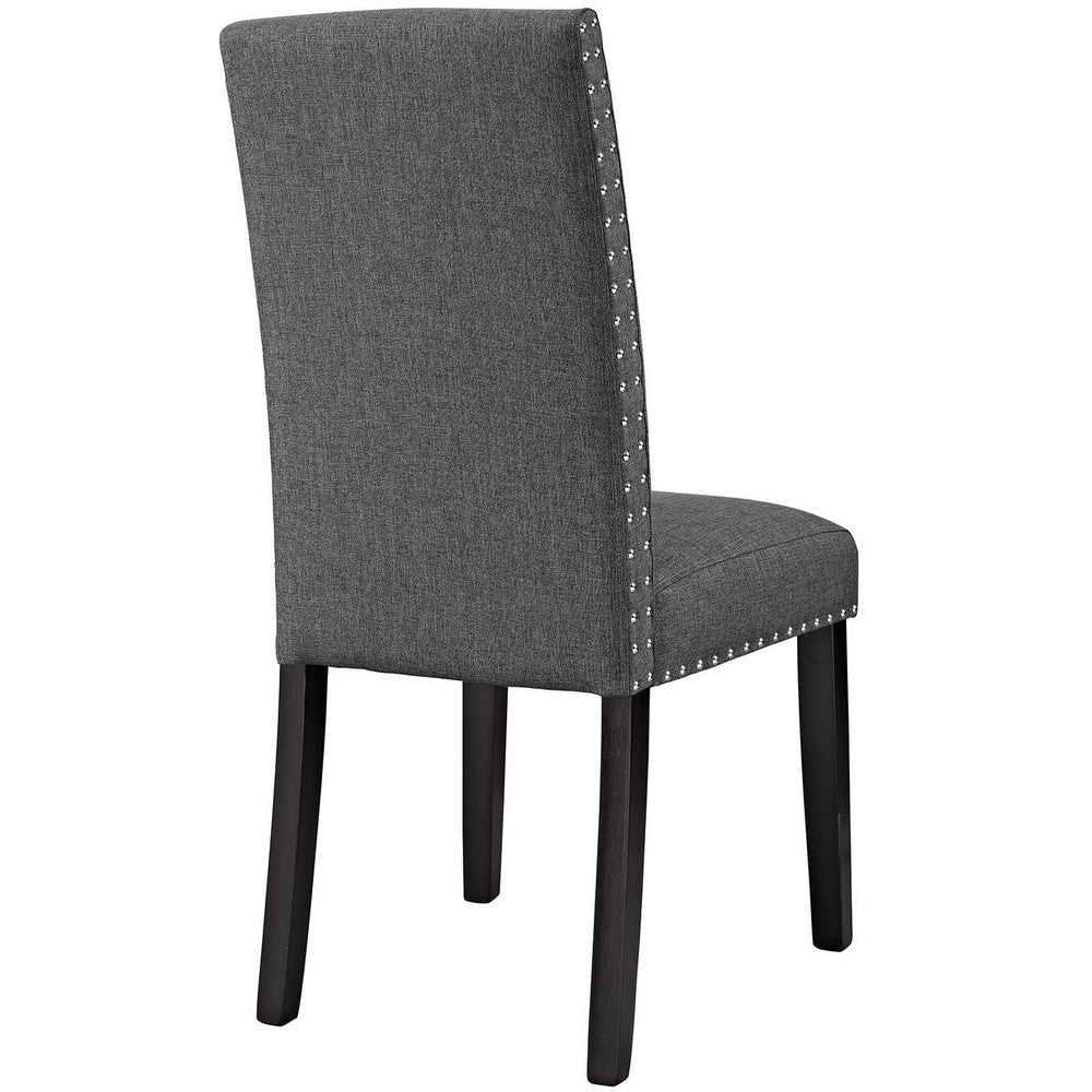 Modway Parcel Modern Upholstered Fabric Two Dining Chairs with Nailhead Trim in Gray MDY-EEI-3551-GRY