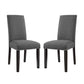 Modway Parcel Modern Upholstered Fabric Two Dining Chairs with Nailhead Trim in Gray