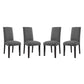 Modway Parcel Modern Upholstered Fabric Four Dining Chairs with Nailhead Trim in Gray