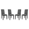 Modway Parcel Modern Upholstered Fabric Four Dining Chairs with Nailhead Trim in Gray