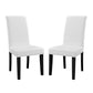 Modway Parcel Modern Faux Leather Upholstered Two Dining Chairs with Nailhead Trim in White