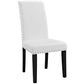 Modway Parcel Modern Faux Leather Upholstered Two Dining Chairs with Nailhead Trim in White MDY-EEI-3553-WHI