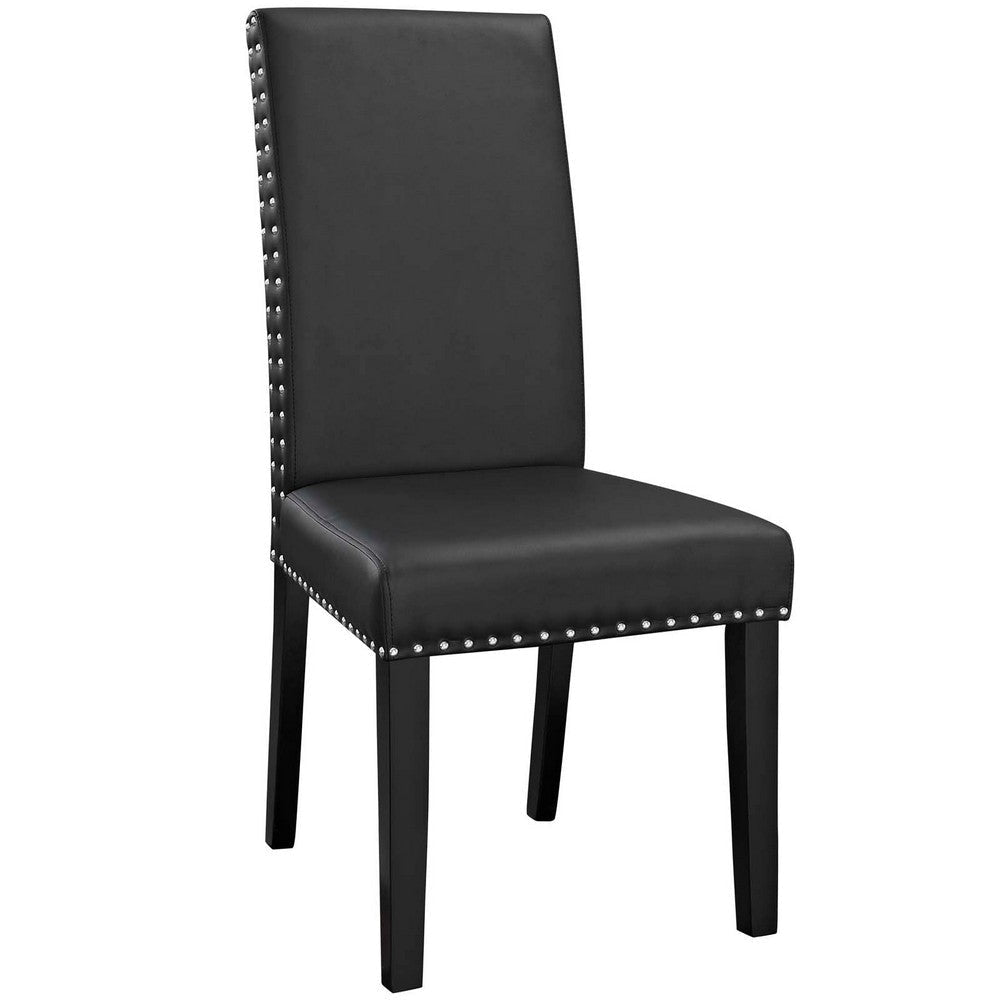 Modway Parcel Modern Faux Leather Upholstered Parsons Four Dining Chairs in Black MDY-EEI-3554-BLK