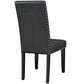 Modway Parcel Modern Faux Leather Upholstered Parsons Four Dining Chairs in Black MDY-EEI-3554-BLK