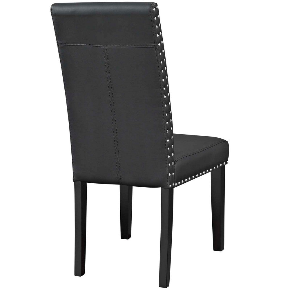 Modway Parcel Modern Faux Leather Upholstered Parsons Four Dining Chairs in Black MDY-EEI-3554-BLK