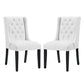 Modway Baronet Modern Tufted Faux Leather Upholstered Two Dining Chairs in White