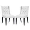 Modway Baronet Modern Tufted Faux Leather Upholstered Two Dining Chairs in White