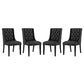 Modway Baronet Vinyl Set of 4, Four Dining Chair, Black