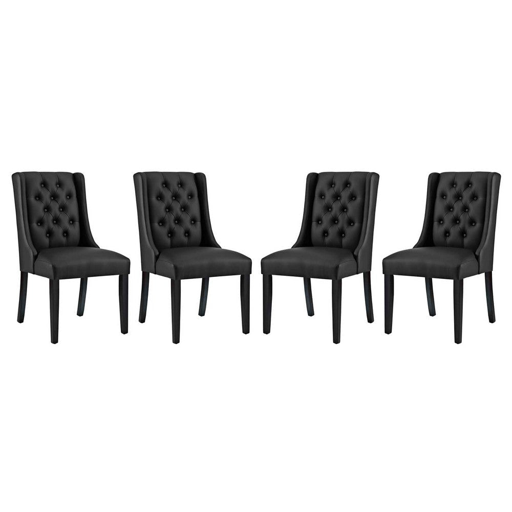 Modway Baronet Vinyl Set of 4, Four Dining Chair, Black