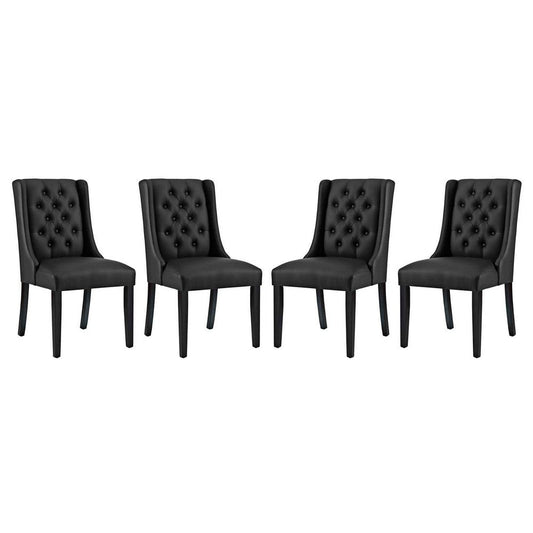 Modway Baronet Vinyl Set of 4, Four Dining Chair, Black