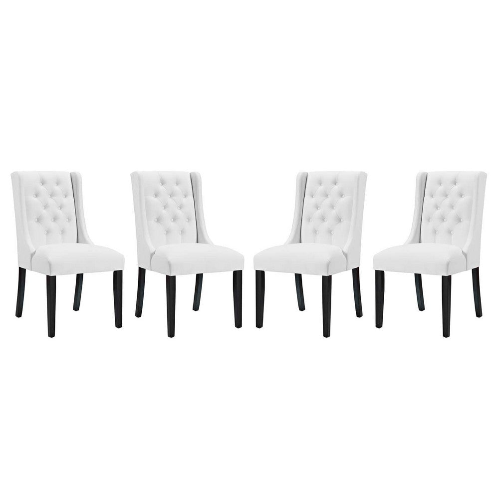 Modway Baronet Vinyl Set of 4, Four Dining Chair, White