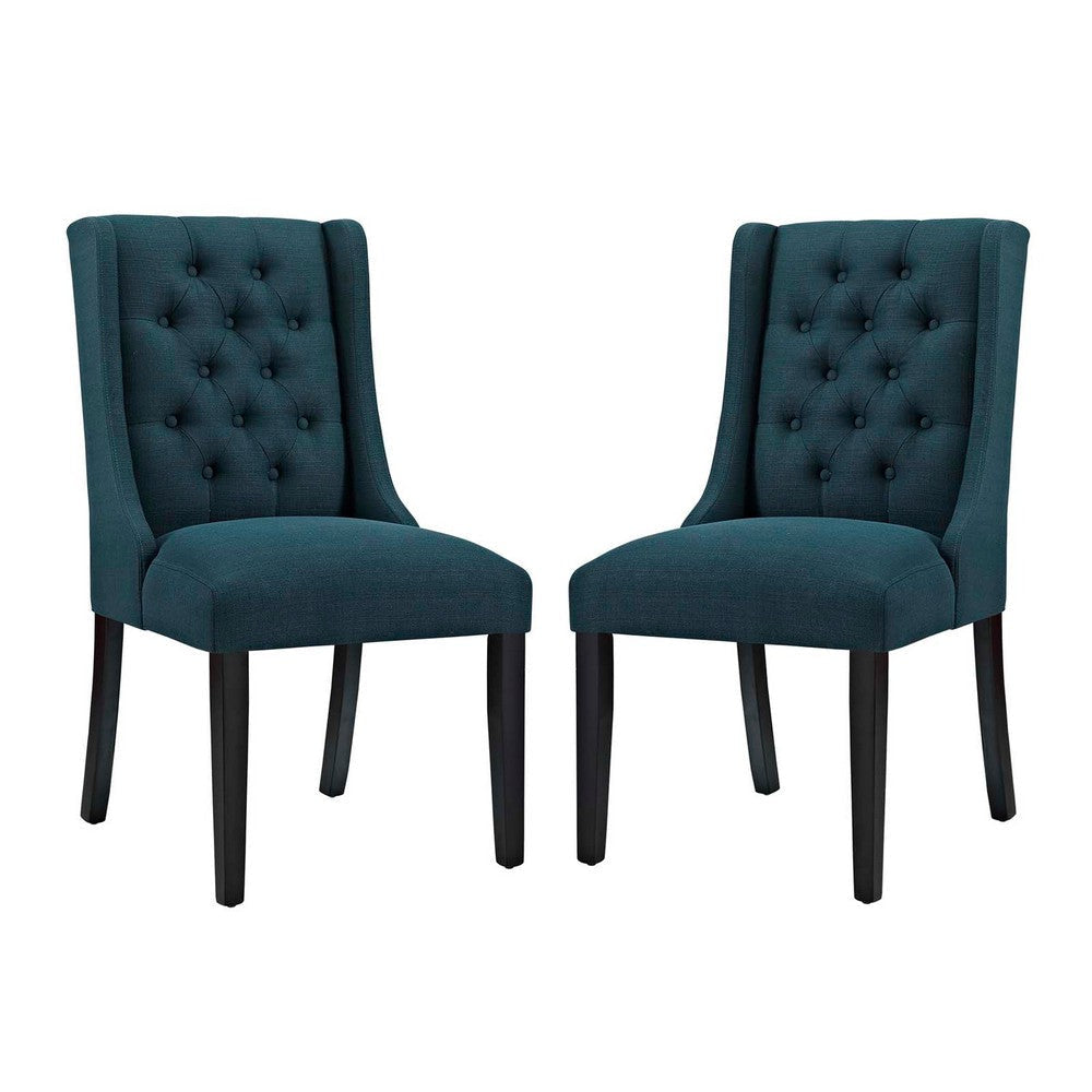 Modway Baronet Modern Tufted Upholstered Fabric Parsons Two Kitchen and Dining Room Chairs in Azure