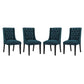 Modway Baronet Button Tufted Fabric, Dining Chair - Set of 4, Azure