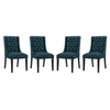 Modway Baronet Button Tufted Fabric, Dining Chair - Set of 4, Azure