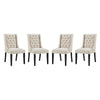 Modway Baronet Button Tufted Fabric, Dining Chair - Set of 4, Beige