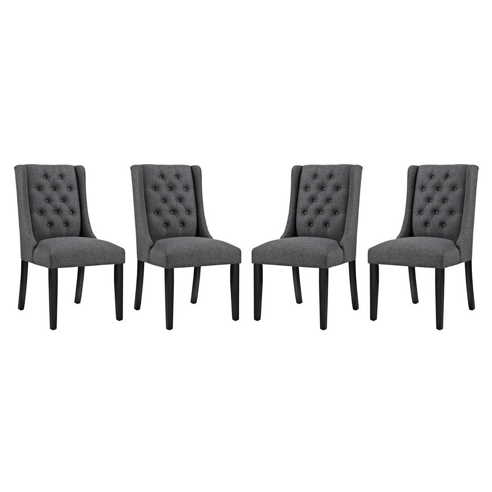 Modway Baronet Button Tufted Fabric, Dining Chair - Set of 4, Grey